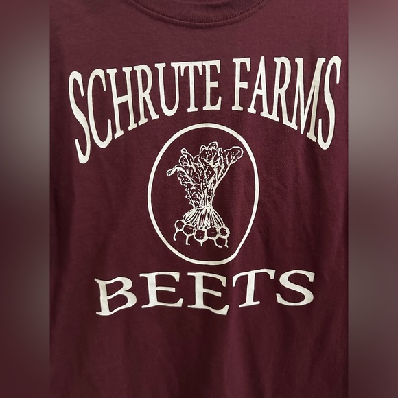 The Office. Schrute Farms Beets T-Shirt Maroon color a unisex size Medium - Picture 3 of 4